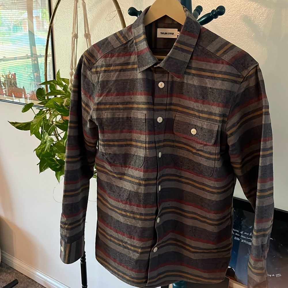 Taylor Stitch Moto Shirt in Blanket Stripe Men’s Medium Size 40